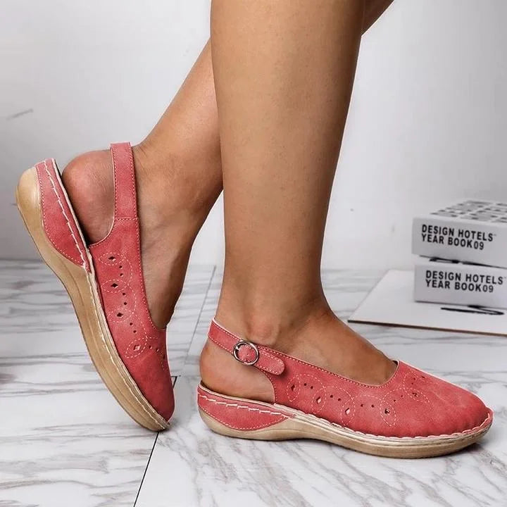 Cora | Pink Perforated Slingback Shoes