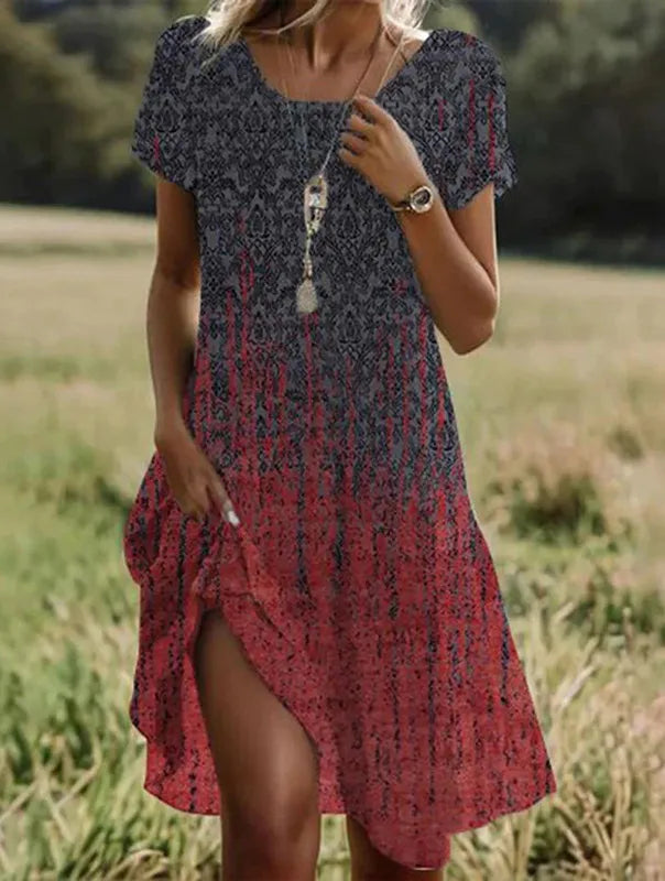 Grisenne | Gray Boho Floral Beach Dress — view 6