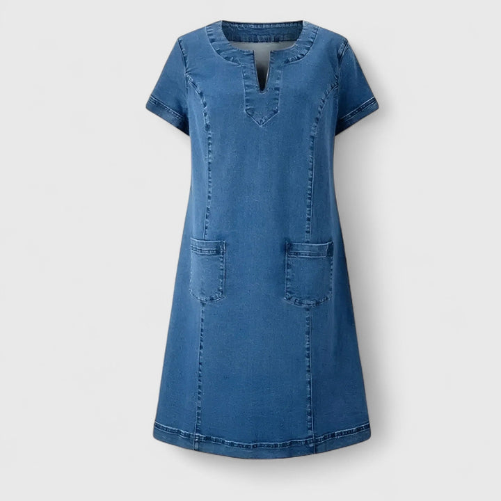 Christine | Elegant Denim Dress — view 3