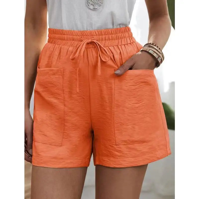 Perdita | Orange Lace Elastic Waist Wide Leg Shorts