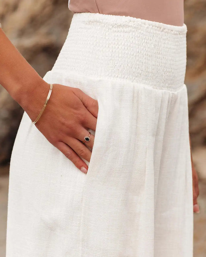 Blythe | White Lace Wide Leg Elastic Waist Pants — view 2