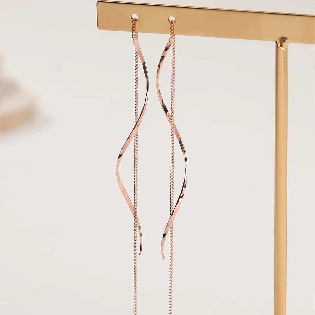 Isaline | Long Earrings with Wavy Design — view 8