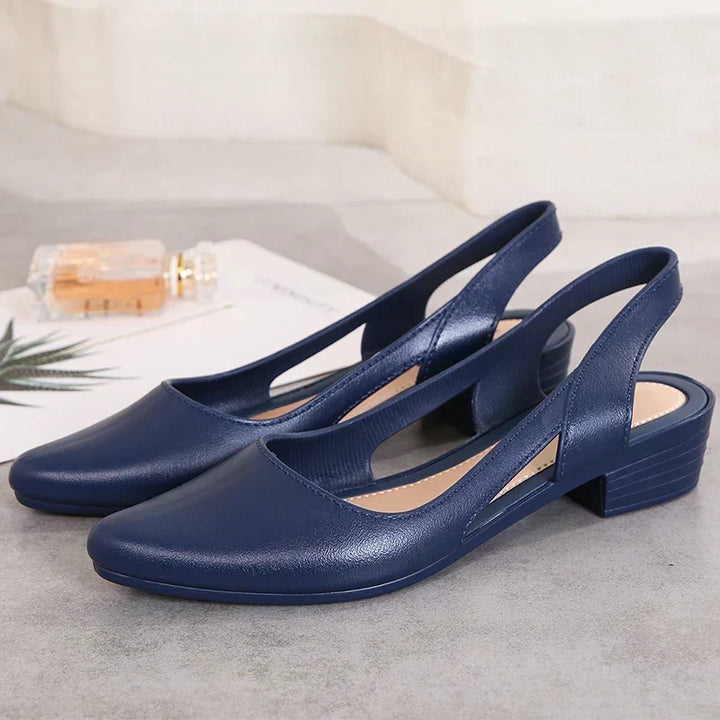 Clio | Nude Square Toe Block Ballet Flats