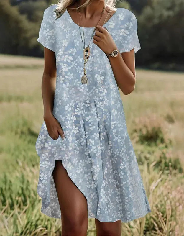 Grisenne | Gray Boho Floral Beach Dress — view 2