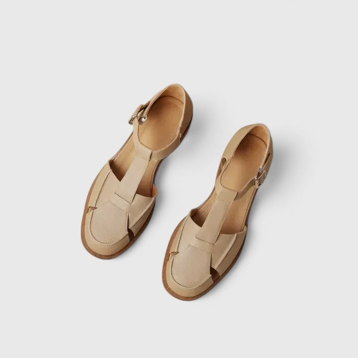 Thalina | Beige Elegant Mary Jane Sandals — view 4