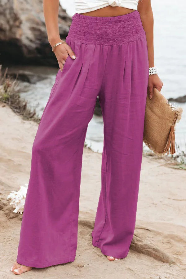 Marveline | Red Lace Wide Leg Elastic Waist Pants