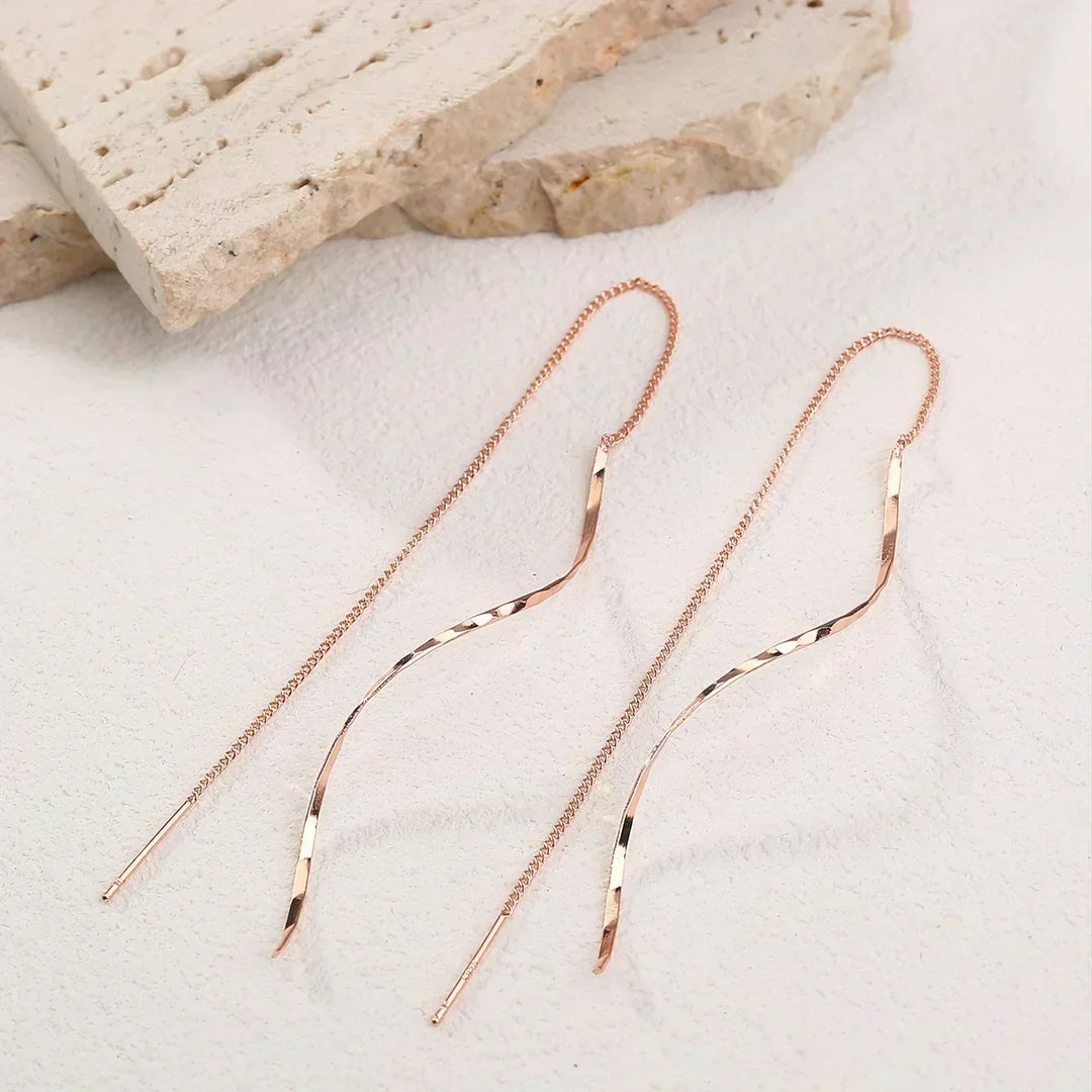 Isaline | Long Earrings with Wavy Design — view 5