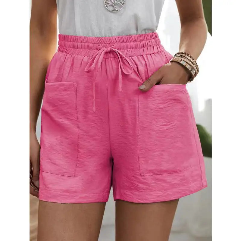 Elspeth | Red Lace Elastic Waist Wide Leg Shorts