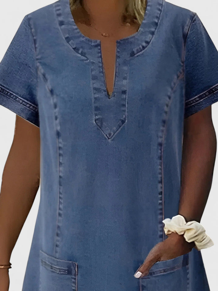 Christine | Elegant Denim Dress — view 2