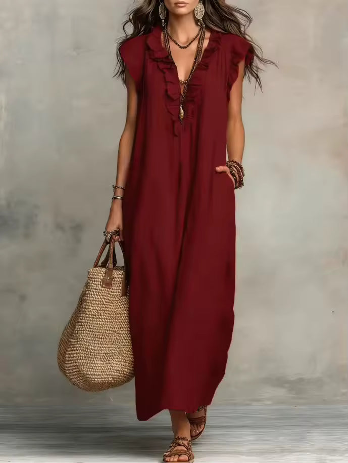 Navessa | Navy Flowy Boho Maxi Dress