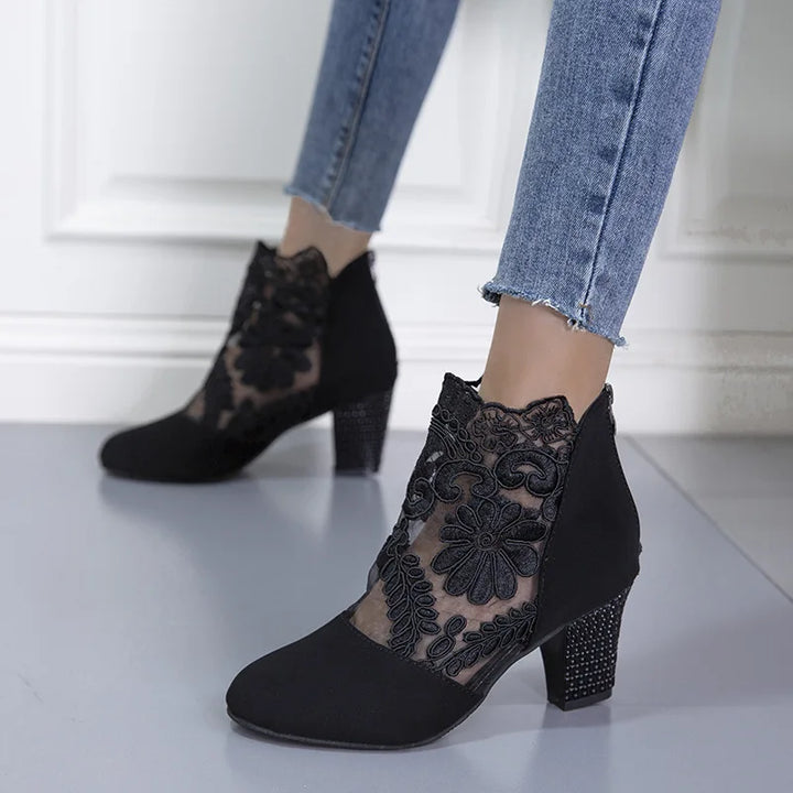 Heloise | Elegant Lacy High Heels Mesh Boots — view 2