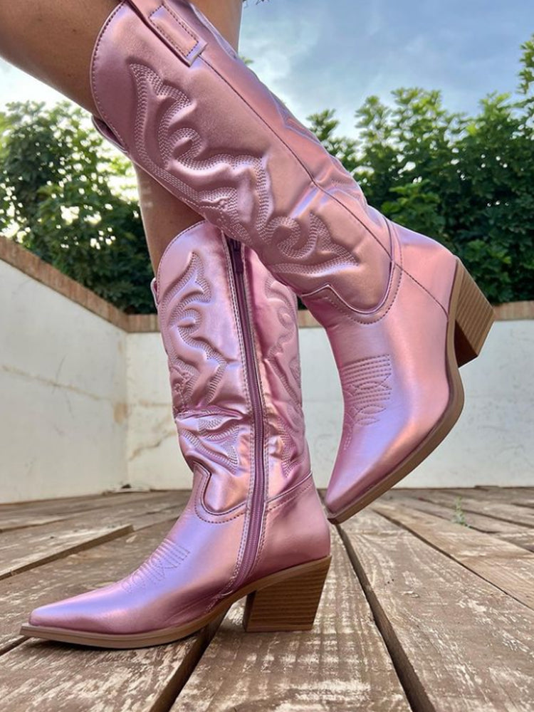 Gracie | Elegant Metallic Cowboy Boots — view 3