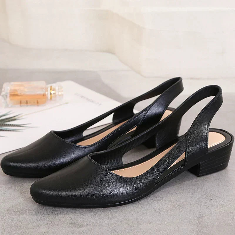 Clio | Nude Square Toe Block Ballet Flats — view 4