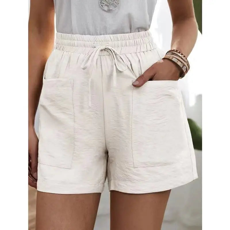 Halcyon | White Lace Elastic Waist Wide Leg Shorts