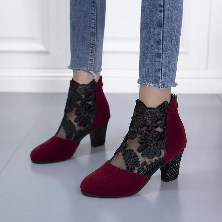 Heloise | Elegant Lacy High Heels Mesh Boots — view 7