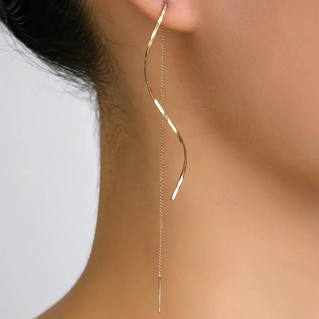 Isaline | Long Earrings with Wavy Design — view 9