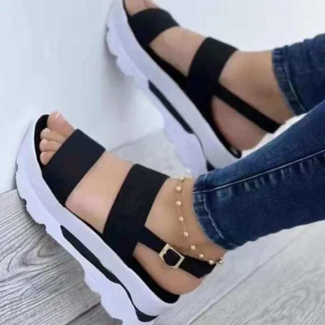 Dove | White Platform Double Strap Sandals — view 4