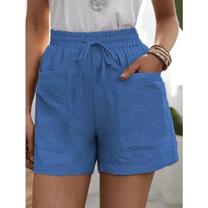 Alcyone | Blue Lace Elastic Waist Wide Leg Shorts