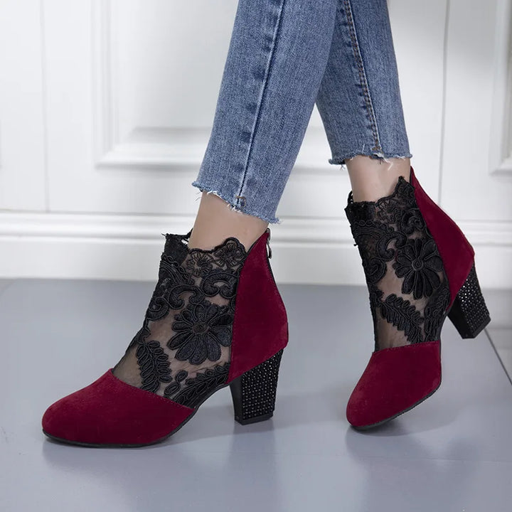 Heloise | Elegant Lacy High Heels Mesh Boots — view 3