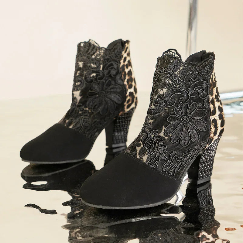 Heloise | Elegant Lacy High Heels Mesh Boots — view 5