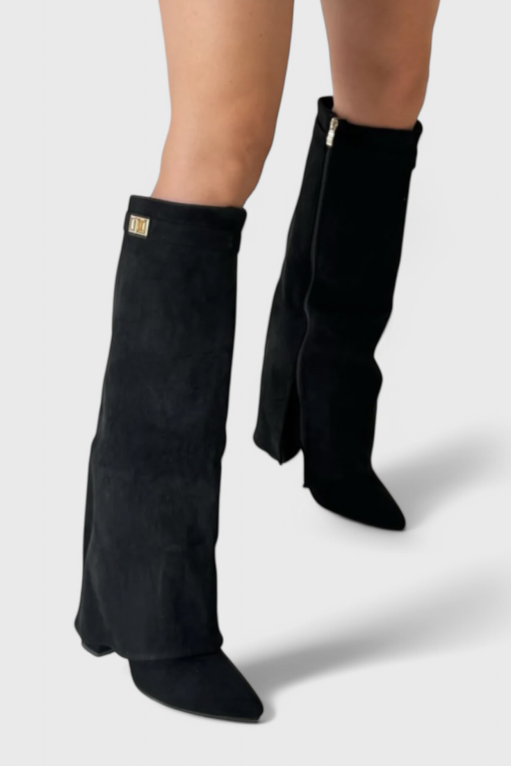 Raya | Black Woven Comfort Boots — view 9