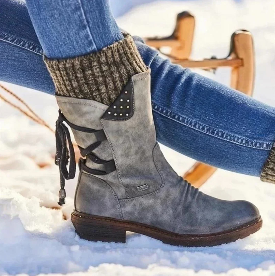 Julia | Camel Square Toe Comfort Boots — view 8