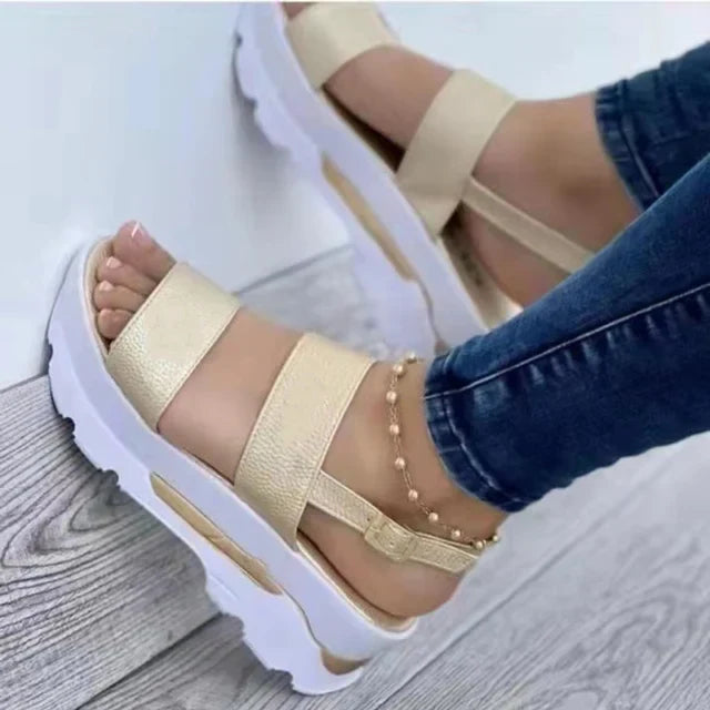 Dove | White Platform Double Strap Sandals — view 6