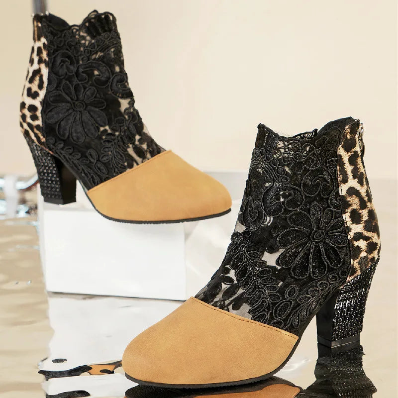 Heloise | Elegant Lacy High Heels Mesh Boots — view 4