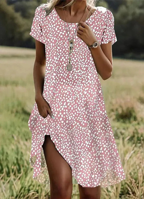 Pinkerly | Pink Boho Floral Beach Dress