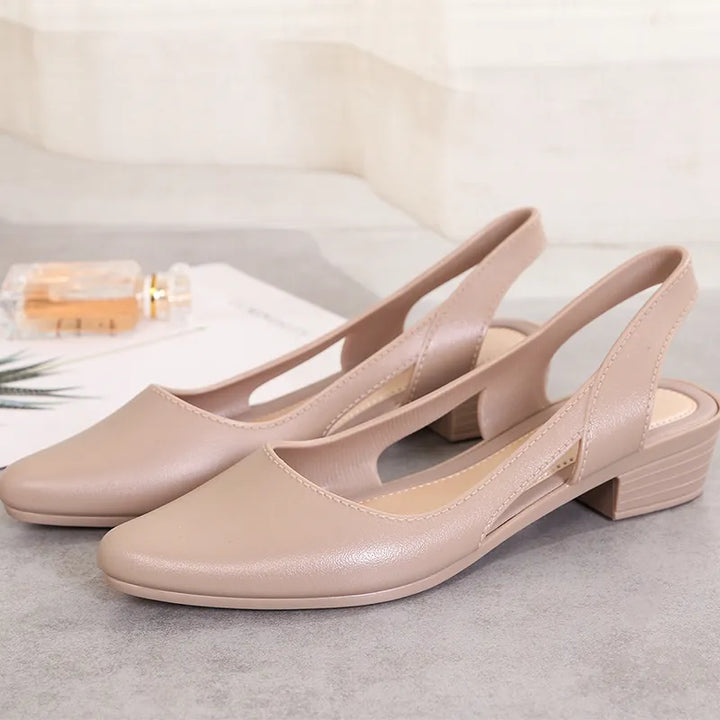 Clio | Nude Square Toe Block Ballet Flats — view 3