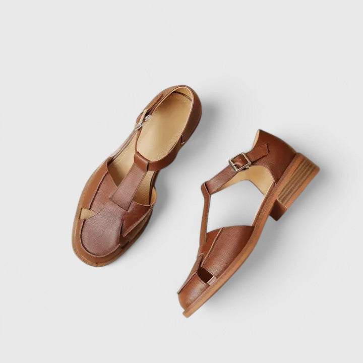 Thalina | Beige Elegant Mary Jane Sandals — view 9