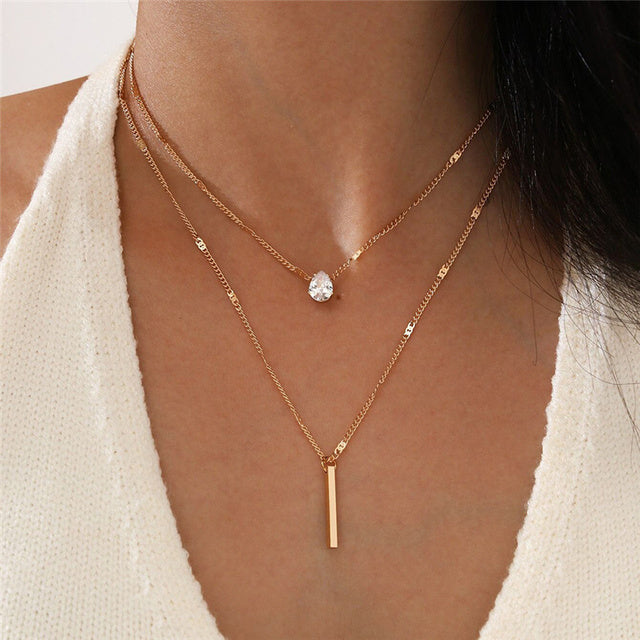Georgette | Vintage Necklace Set with Gold-Tone Pendant