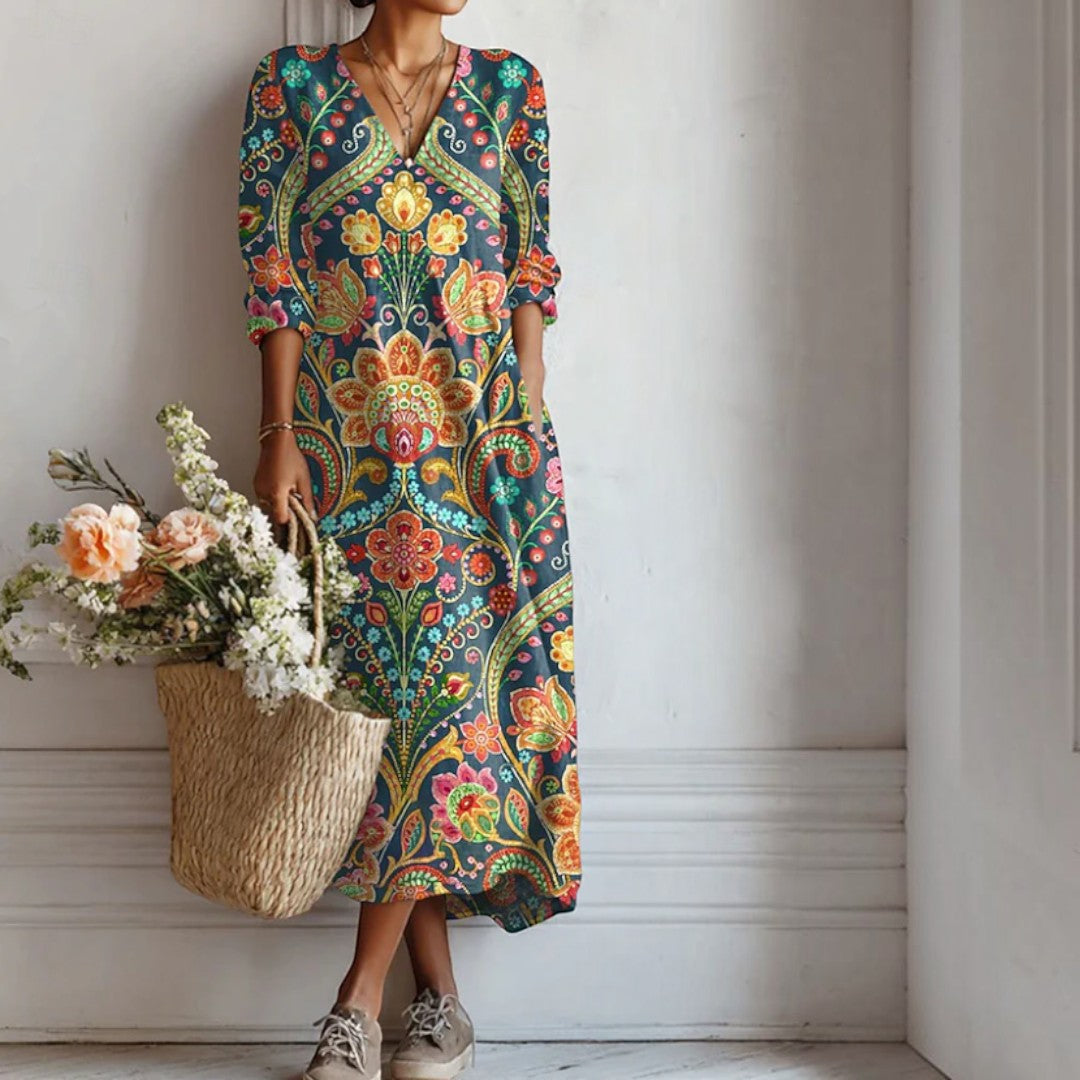 Britta | Soft Yellow Tiered Boho Midi Dress