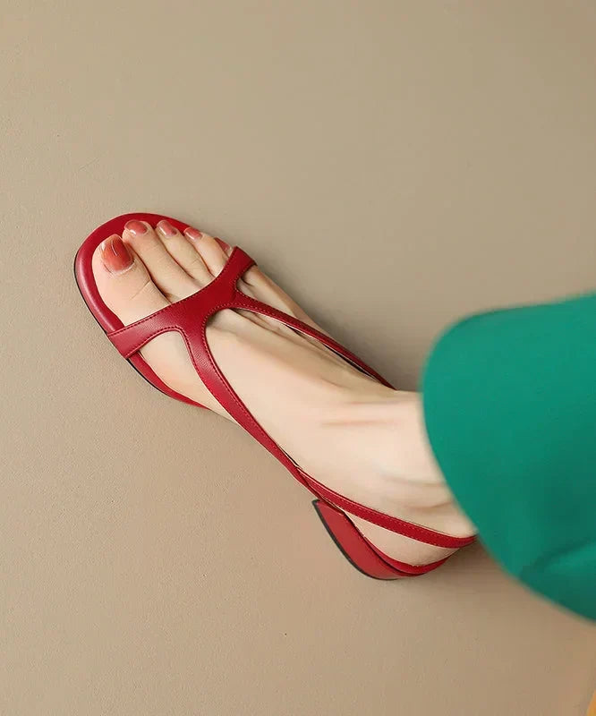 Aria | Red Toe Strap Slide Sandals