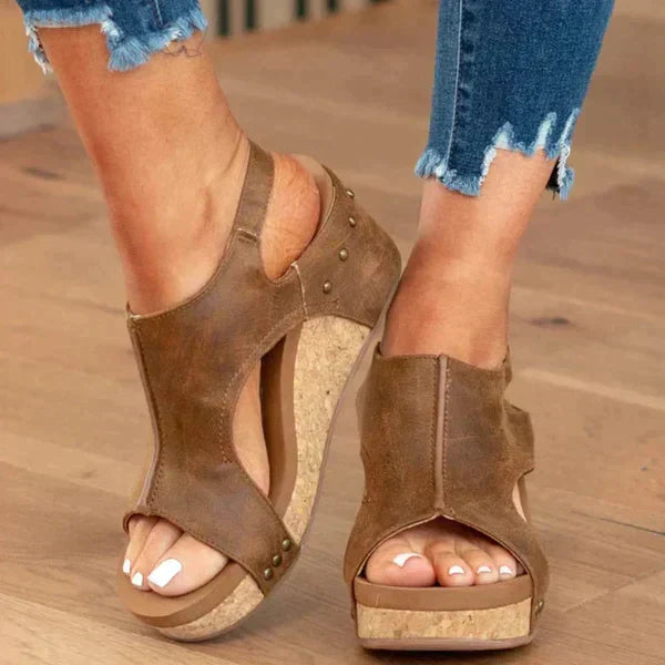 Mira | Brown Studded Platform Ankle Boots