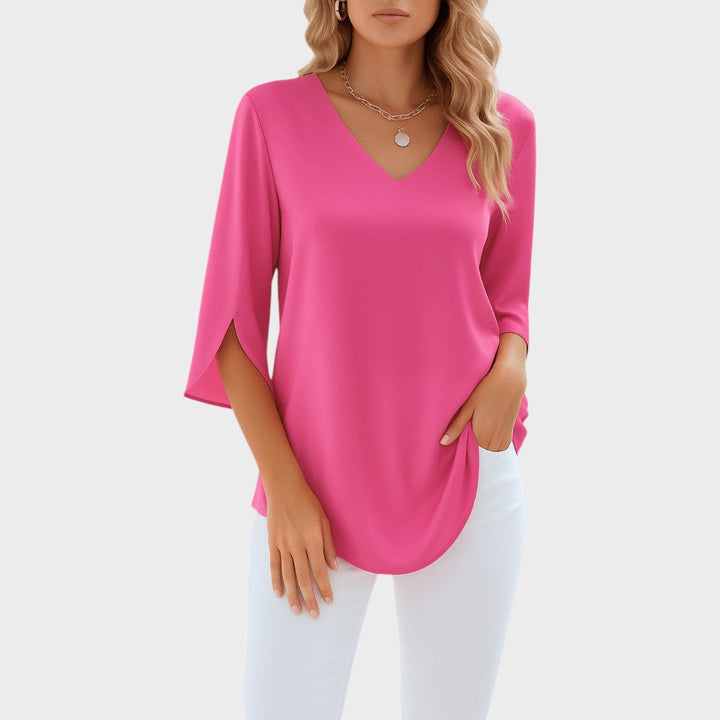 Lauren | Elegant top with V-neck and open sleeves