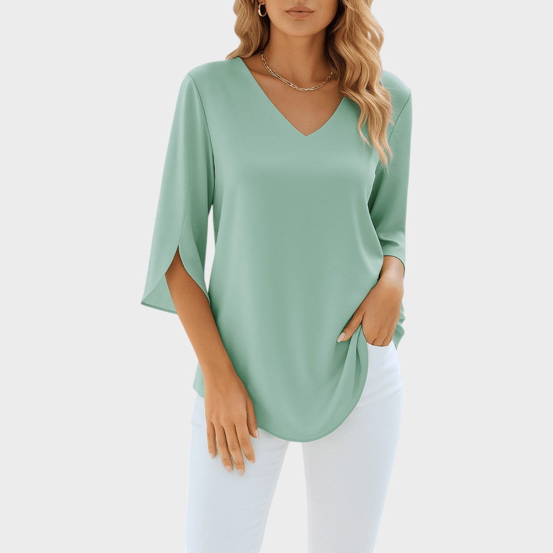Lauren | Elegant top with V-neck and open sleeves