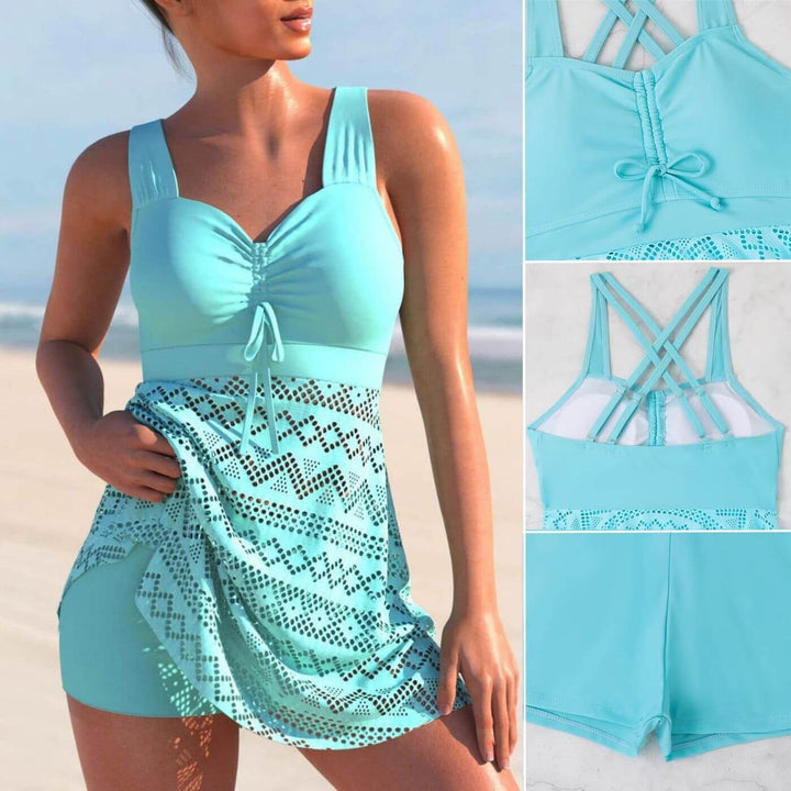 Grace | Black Ruched Tankini Swim Dress — view 9