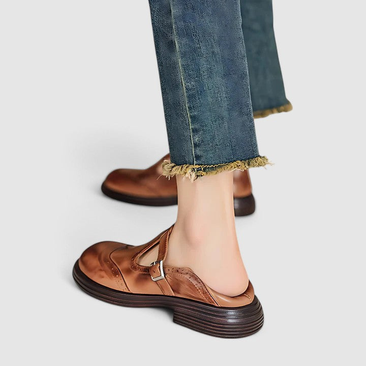 Louisa | Brown Classic Mary Jane Shoes — view 4