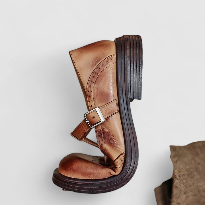 Louisa | Brown Classic Mary Jane Shoes — view 3