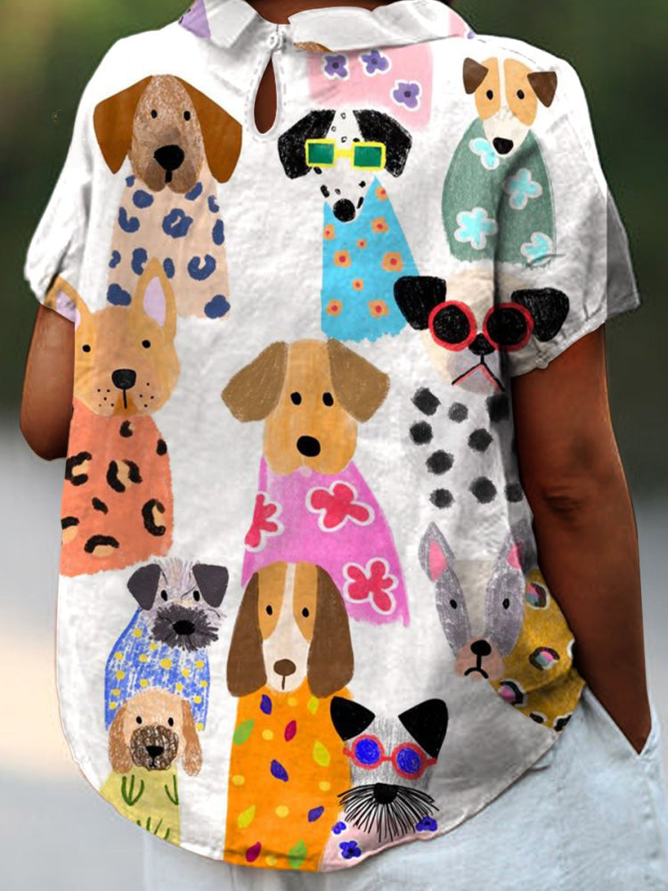 Tilly | White Dog Print Shirt — view 2
