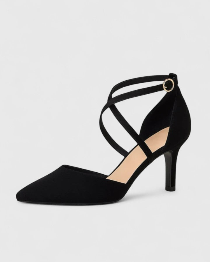 Carol | Black Strappy Stiletto Heels — view 3