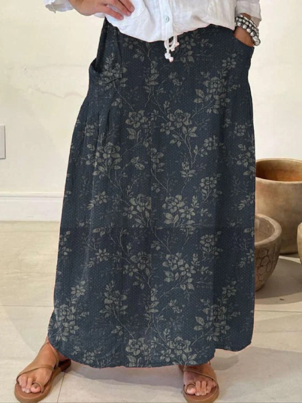 Princess | Vintage Floral Elastic waistband Pocket Skirt — view 3