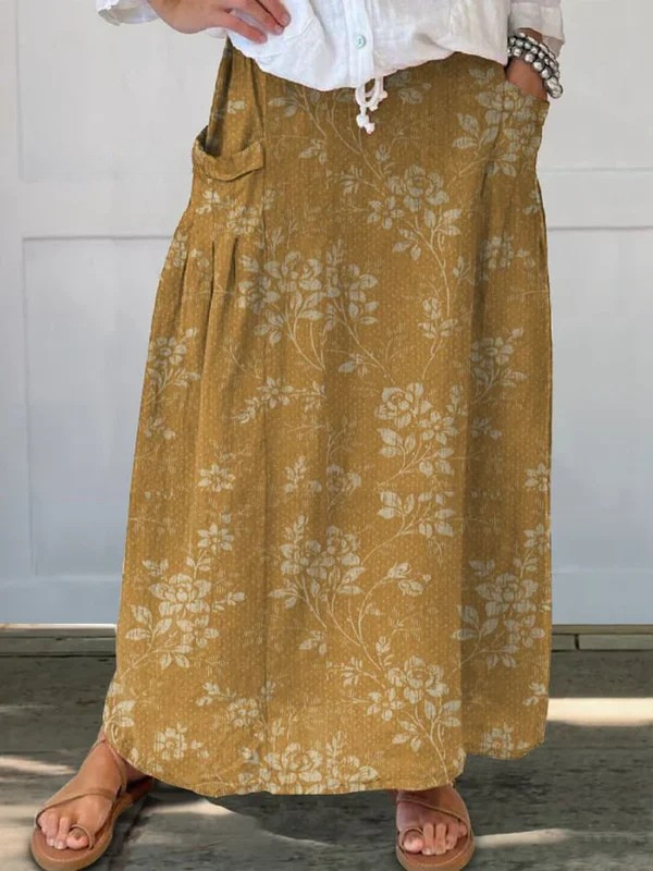 Princess | Vintage Floral Elastic waistband Pocket Skirt — view 2