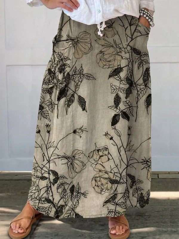 Kisses | Rose Retro Floral Pocket Skirt