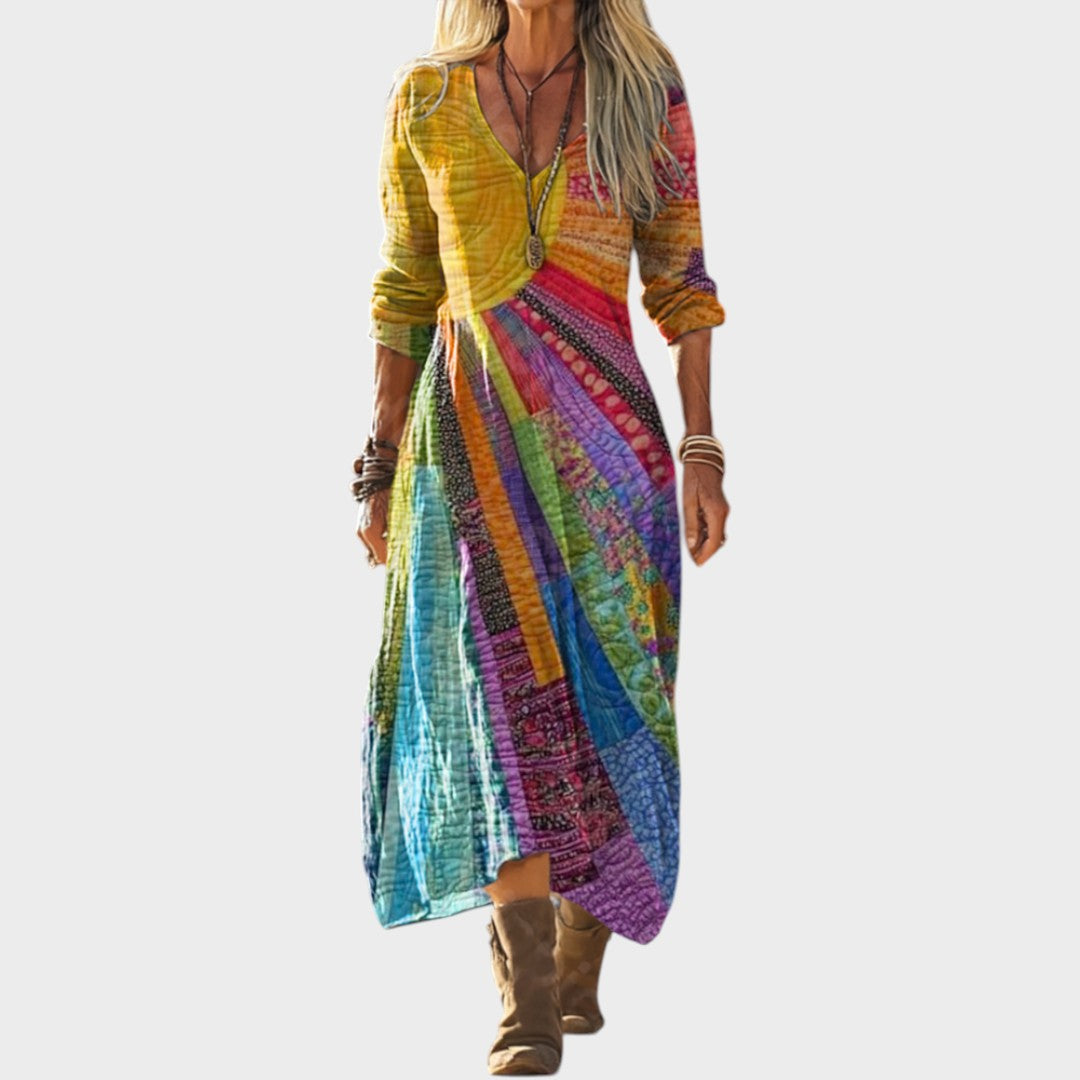 Mathilde | Sunny Yellow Ruffled Boho Midi Dress