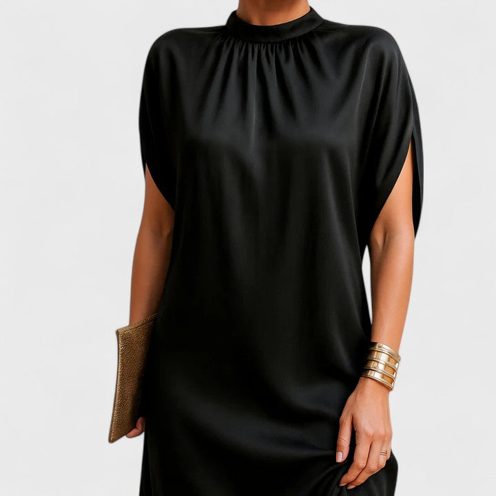Sylvia | Grey Soft Draped Dress — view 2