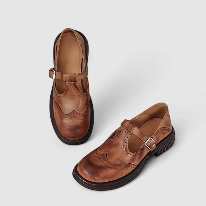 Louisa | Brown Classic Mary Jane Shoes — view 2