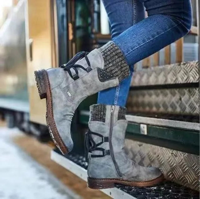 Julia | Camel Square Toe Comfort Boots — view 2