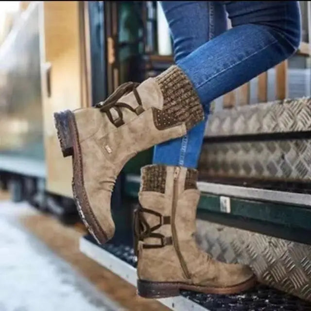 Julia | Camel Square Toe Comfort Boots — view 7